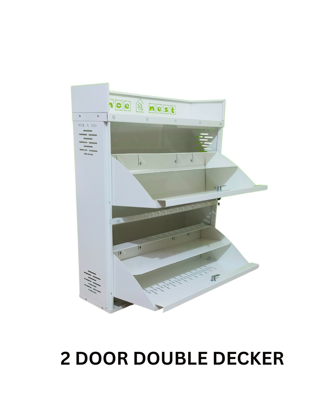 2 Door Double Decker Wall-Mounted Shoe Rack – Powder-Coated Iron, Rust-Proof (Made in India)