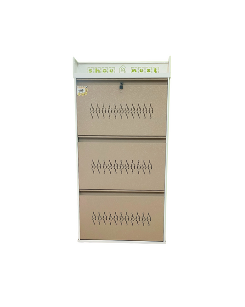 3 Door Single Decker Shoe Rack – 25 Inch Compact Wall-Mounted | Powder-Coated Iron | Rust-Proof