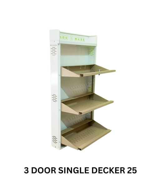 3 Door Single Decker Shoe Rack – 25 Inch Compact Wall-Mounted | Powder-Coated Iron | Rust-Proof