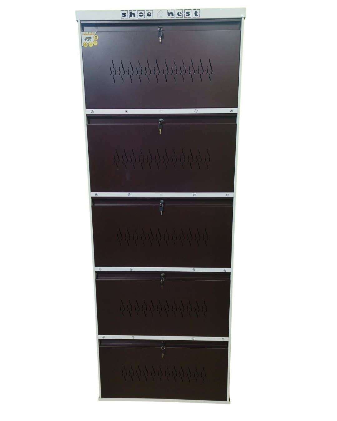 5 Door Double Decker Wall-Mounted Shoe Rack – Powder-Coated Iron | Heavy Duty | Rust-Resistant Finish