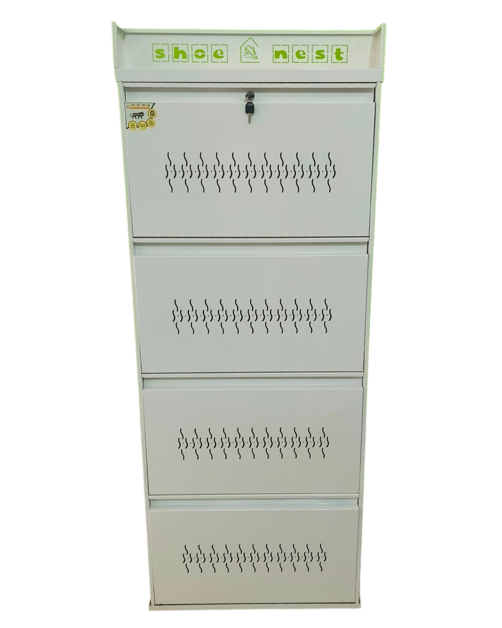 4 Door Single Decker Shoe Rack – 25 Inch Wall-Mounted | Powder-Coated Iron | Ample Capacity