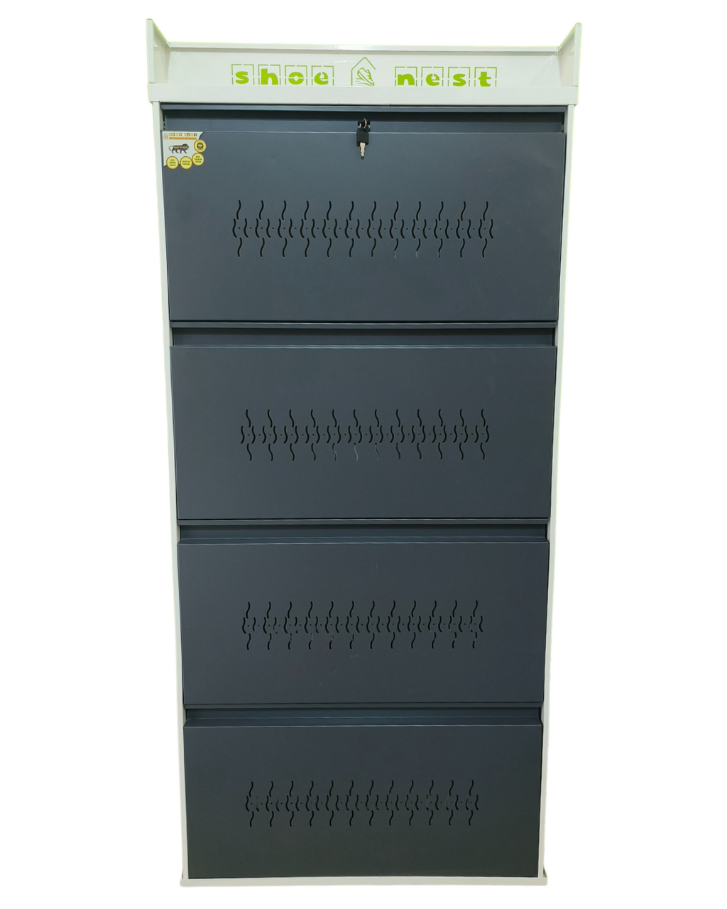 4 Door Single Decker Wall-Mounted Shoe Rack – 29 Inch | Powder-Coated Iron | Rust-Proof Finish