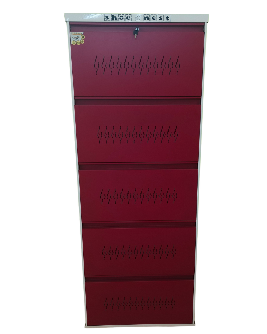 5 Door Single Decker Wall-Mounted Shoe Rack – 29 Inch | Powder-Coated Iron | Rust-Resistant Finish