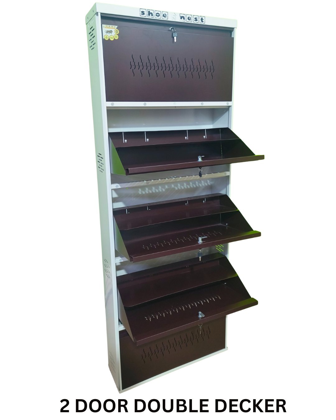 5 Door Double Decker Wall-Mounted Shoe Rack – Powder-Coated Iron | Heavy Duty | Rust-Resistant Finish