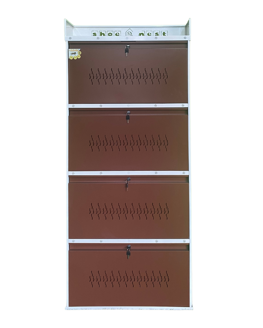 4 Door Double Decker Wall-Mounted Shoe Rack – Powder-Coated Iron | Heavy Duty | 29 Inch