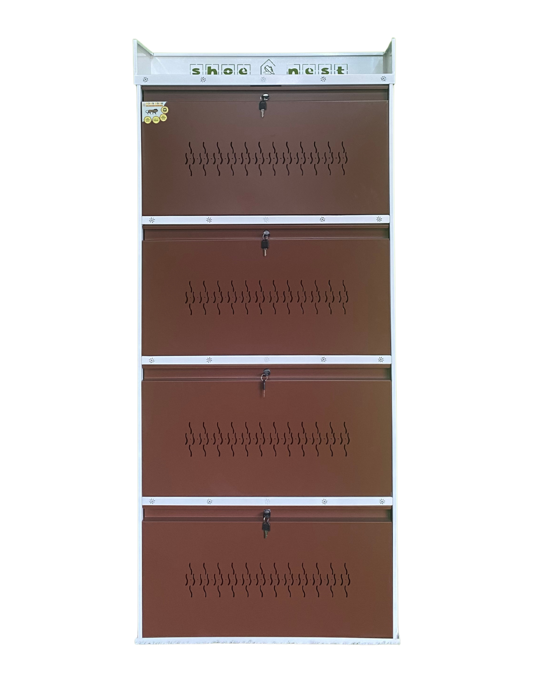 4 Door Double Decker Wall-Mounted Shoe Rack – Powder-Coated Iron | Heavy Duty | 29 Inch